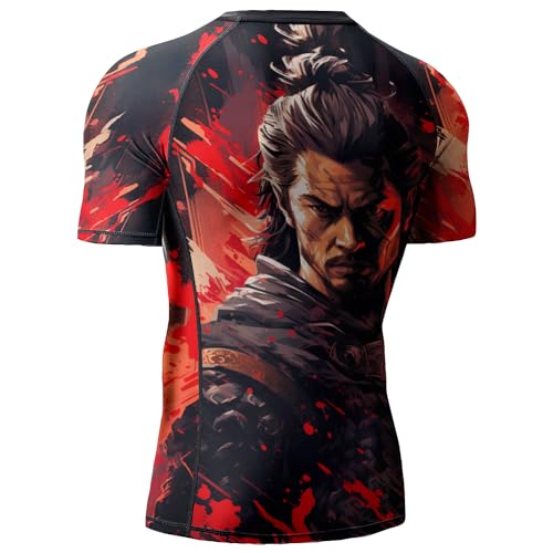 Workout Compression Shirt, Mens Rash Guard Short Sleeve, Jiu Jitsu Rash Guard Men Breathable Fabric2