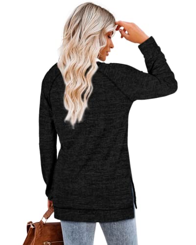 Image of Aokosor Womens Sweaters Long Sleeve Shirts Lightweight Side Split Tunic Tops for Leggings Trending Now 2023