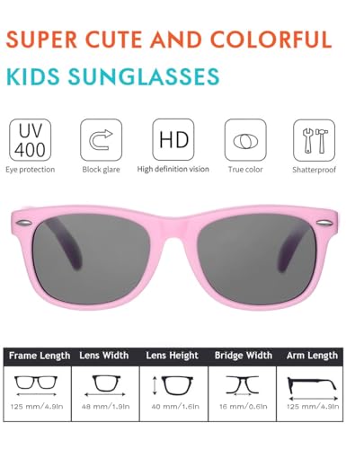 Image of Flexible Kids Sunglasses Polarized Unbreakable Toddler Sun Glasses for Baby Boys and Girls UV400 with Case, Age 2-8