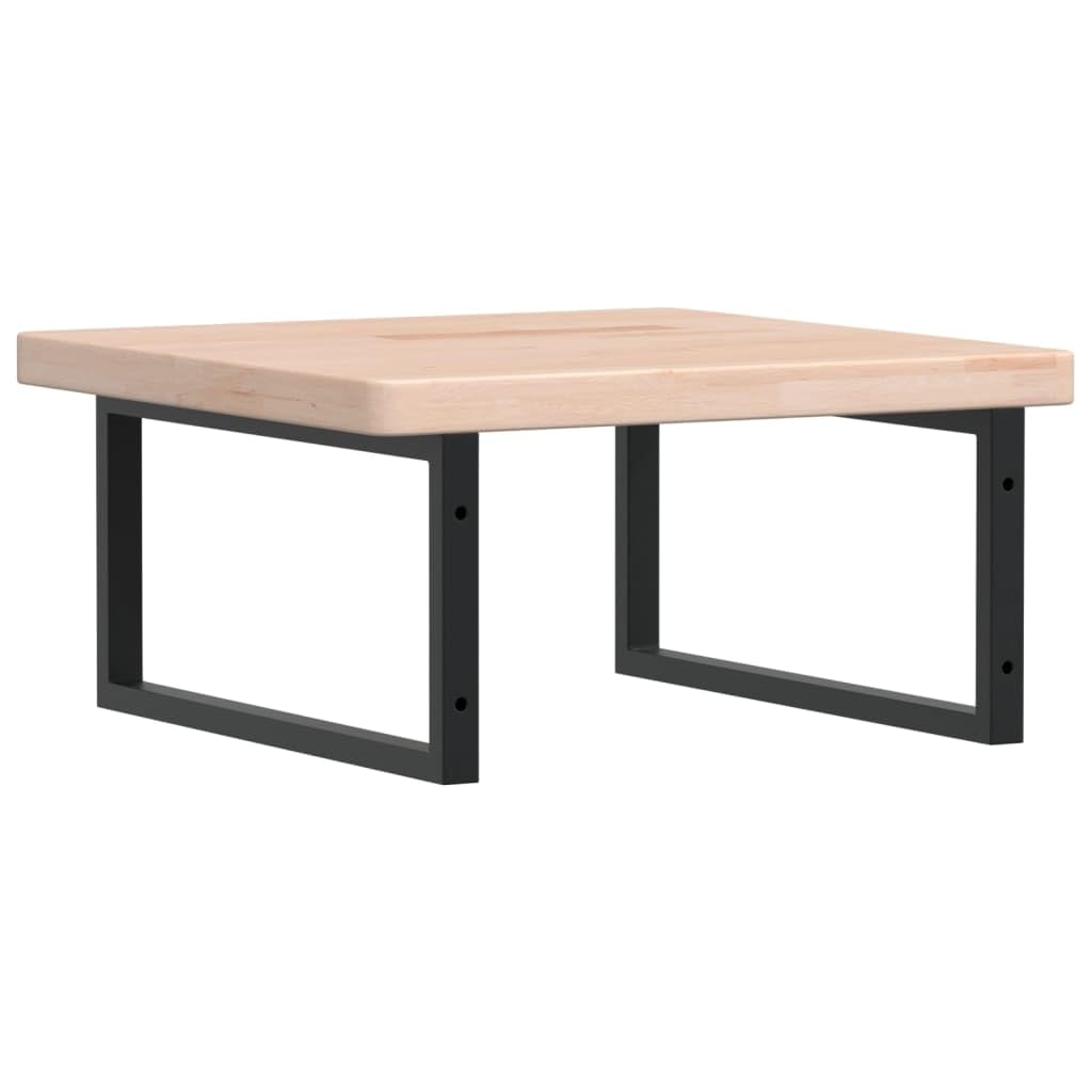 Piano lavabo in legno di rovere massiccio con supporto in acciaio, 60 x 60 x 4 cm, rettangolare, portata fino a 100 kg, salvaspazio per bagno, mensola e mensola per lavabo e mobili da bagno