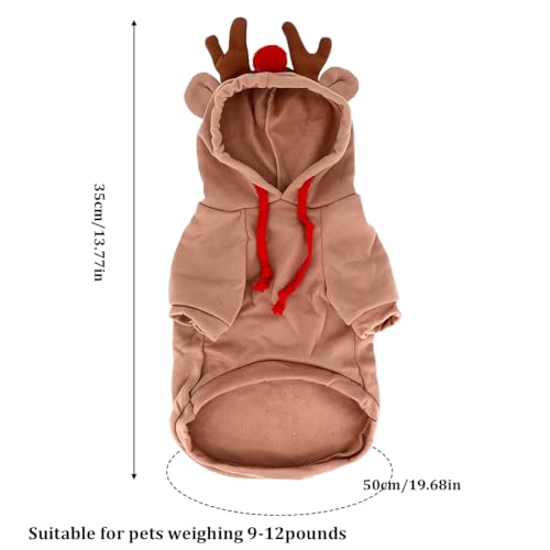 Hundekostüm Weihnachten, Weihnachtsmann Rentier Kostüm für hunde, Haustier-Elch-Weihnachtskostüm, Niedlicher Hund Weihnachtskleidung, für Kleine Hunde, Geeignet für 9–12 Pfund, L