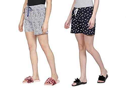Image of Club A9 Women's Regular Fit Cotton Printed Shorts