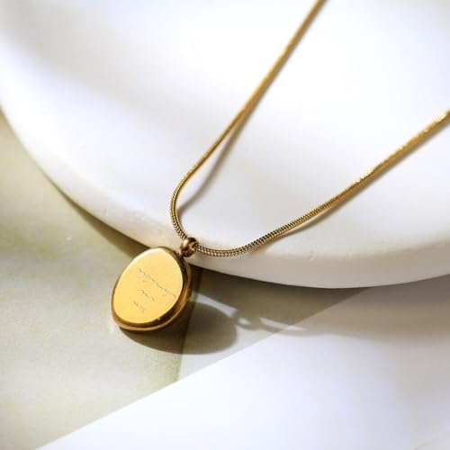 LOMISS COLAR FOLHEADO A OURO 18K PINGENTE OVAL