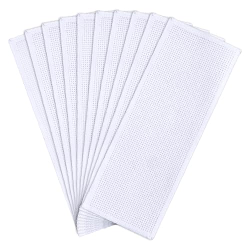 10 Pcs Blank Cross Stitch Bookmarks Shimmeroo Cotton Fabric Book Marker Cross Stitch with Embroidery Edge Rectangle Embroidery DIY Bookmark for Crosstitch Project(7.48 * 2.76 Inch)
