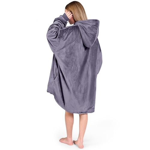 Image of Bare Home Wearable Blanket Hoodie - Soft Plush Sherpa - Warm and Cozy - Oversized Wearable Blanket