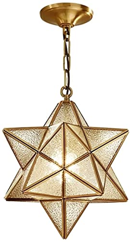 Lustre pentagramme étoile en verre diamanté et cuivre européen