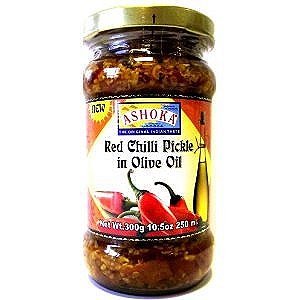 Ashoka 1932 | All Natural | Authentic Indian Pickle Recipe | Red Chili with Olive Oil | Suitable for Vegetarians | Kosher Certified | Gourmet Pickles | Pickle Relish | 300 Grams (Pack of 1)