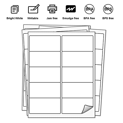 Labelmore 10 Up Labels 2'' X 4" Shipping Address Labels For Laser And Inkjet Printers (100 Sheets, 1,000 Labels) #TOP2
