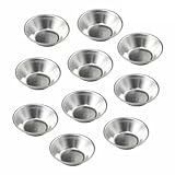 MeevrgR Molde de aluminio para tarta de huevo, 10 piezas, antiadherente, reutilizable, para cupcakes, galletas, pasteles de frutas, pudín, plata, 2.85 pulgadas de diámetro