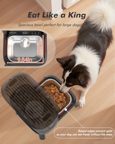 Automatic Dog Feeder for Large Breed - 15L/ 63 Cups Anti-Clog Dog Food Dispenser for 2-23mm Kibble, Elevated Stand, Large Food Tray, Dual Power, Up to 50 Portions 6 Meals Per Day, Keeps Fresh - Image 6