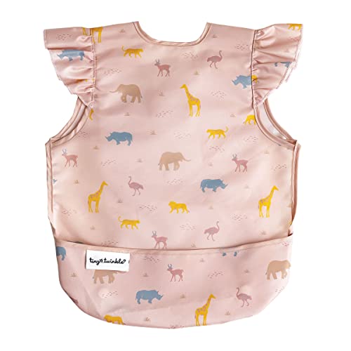 Tiny Twinkle Mess Proof Baby Bib - Waterproof Baby Apron - Machine Washable - Pvc, Bpa, & Phthalate Free - Great Travel Bib For Baby Eating - Baby Food Bibs (Petite Safari, Small 6-24 Months) #TOP7