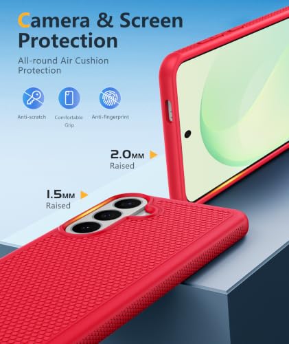 Image of FNTCASE for Samsung Galaxy S26-FE Case: Non Slip TPU Military Grade Red
