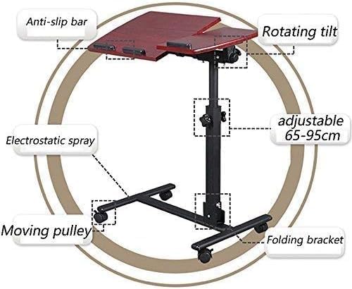 Height Adjustable Mobile Laptop Stand Desk Rolling Cart Table Multifunction Workstation Adjustable Desk