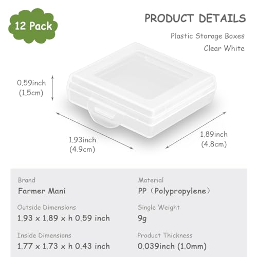 Image of 12Pcs Rectangular Bead Organizers with Lid, Modern Style, Small-Item Storage Boxes, 1.93 x 1.89 x 0.59 Inch