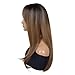 GNIMEGIL 28 Inch Long Brown Wigs For Women Fashion Realistic Straight Ombre Wig With Bangs Music Festival Costume Party Synthetic Hair