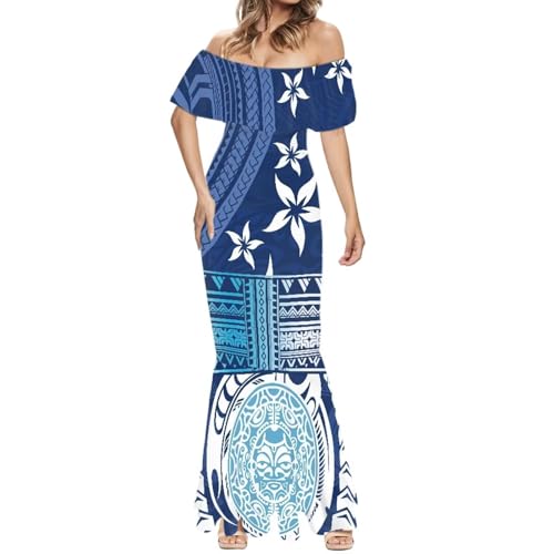 Image of Polynesian for Women S-7XL Off Shoulder Maxi Dress Hawaiian Summer Dresses