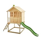 TP Toys Maisonnette en Bois Colline avec Glissière 1,8 m – Bac à Sable Ombragé – Terrasse surélevée 120 cm – Kit d’Ancrage Inclus – Dès 3 Ans – pour Jardin