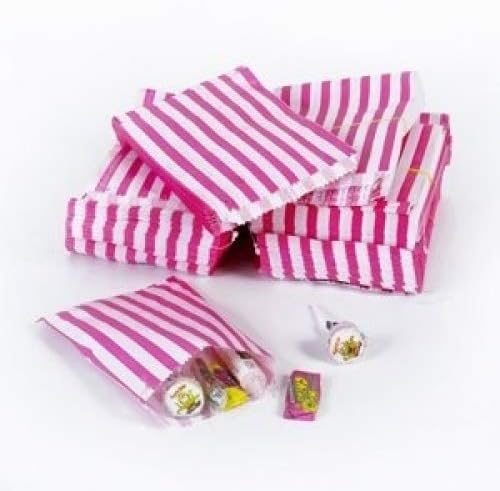 UNIPACKLTD® Pink Candy Stripe Paper Bags - 10" x 14" - (1 pack = 100 bags)