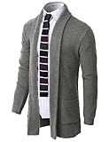 H2H Men's Casual Comfortable Fit Cardigan Shawl Collar Middle Line with No Button Gray US M/Asia L (CMOCAL051)