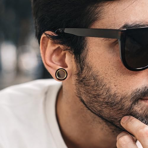 Ear Gauge Expander 00G-7/8 inch, 2PCS Stainless Steel Tunnels for Ears 8mm-22mm Hollow Bicolor Wooden Earrings for Women Body Piercings Jewelry3