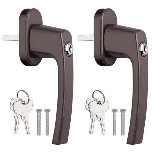 AUTOUTLET 2PCS Poignée de Fenêtre Verrouillable Poignée de Fenêtre à Clé en Aluminium Longueur de Tige 35mm Poignée de Porte Poignées de Porte Balcon...