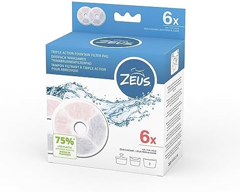 Zeus 91404 Action Triple Filter Dog Drinking Fountain, Frameless, Pack of 6, White image 2
