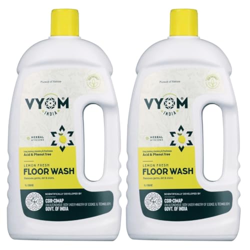 Image of Vyom India Lemongrass & Cedarwood Floor Wash 1 Ltr Pack of 2 | Natural Disinfectant & Deodorizer | Plant-Based, Non-Toxic, Eco-Friendly Floor Cleaner