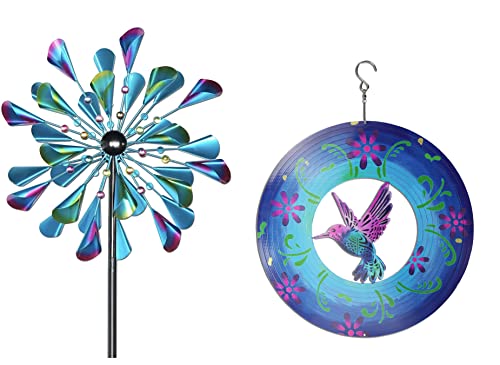 Decoroca Kinetic Wind Spinners Outdoor Metal - 72 Inches Wind Catchers For Outdoor Yard, 12" Kinetic Stainless Steel Wind Spinners Patio Lawn Garden Decorations, #TOP8