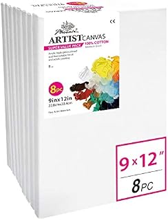 PHOENIX Pre Stretched Canvas for Painting - 9x12 Inch / 8 Pack