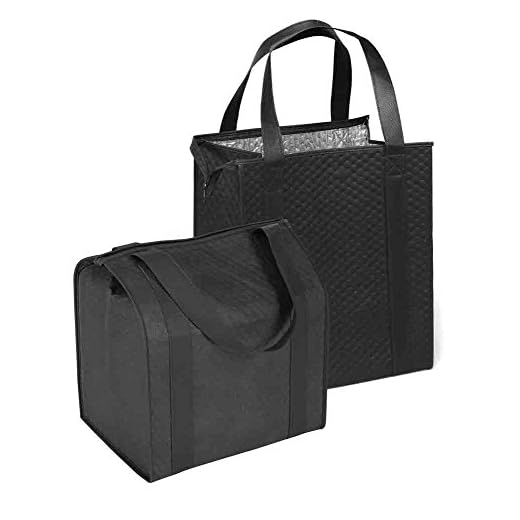 Hannah Insulated Shopping Bag, Black (2 Pack)