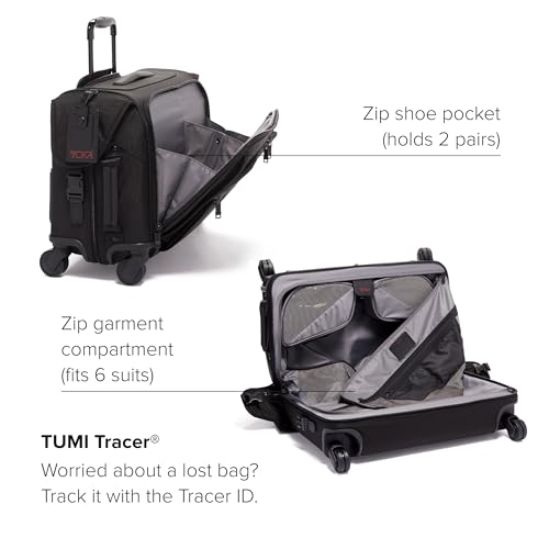 TUMI - Alpha Garment 4 Wheeled Carry-On - Garment Compartment Fits 6 Suits or Dresses - Carry On Luggage for Travel - Black3