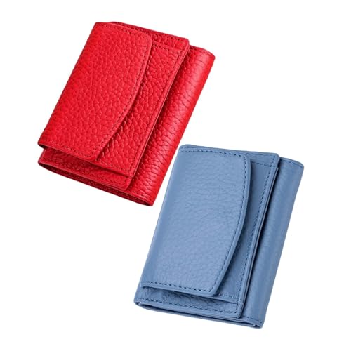 Small Wallet for Women Genuine Leather Mini Wallet RFID Blocking Card Holder Ladies Purse Red small for women2