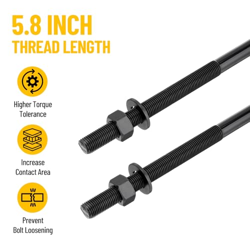 Image of 16 Inch Square Bend U-Bolt Kit for Truck Chassis | Heavy-Duty Steel Suspension Leaf Spring U Bolts with 6 Inch Tie Plates