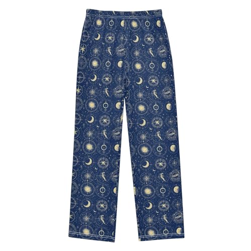 Pajama Pants Sleep Pants Soft Elastic Waist Pajama Lounge Pants Blue Mysterious Galaxy for 6-14 Years Old