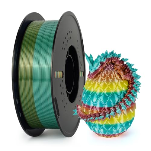 Kingroon Silk Rainbow 3D Printer Filament PLA, Multi Colour PLA Filament, Dimensional Accuracy ±0.02mm, 1kg Spool(2.2lbs