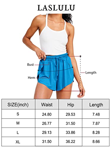 Laslulu Womens 2 In 1 Flowy Running Shorts Elastic Casual Summer Athletic Workout Sweat Shorts High Waisted Gym Tennis Skorts Skirts Pockets(Black Small) #TOP4