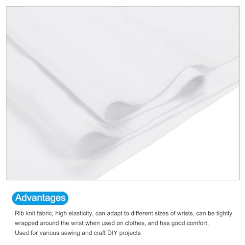 Image of MECCANIXITY 39 inch Elastic Cuffs Ribbed Trims Cotton Fabric Knit Rib Stretch Tape Cuff Sleeve Waistband for Sewing, 12 inch Wide White