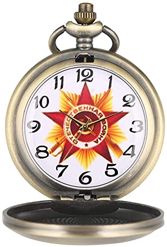 Horloge Ketting Klassieke Legering Ruwe Ketting Zakhorloge voor Jongens Creatieve Rood Wit Communistische Teken Zakhorloges voor Mannen voor Mannen Vrouwen Gift - Afbeelding 3