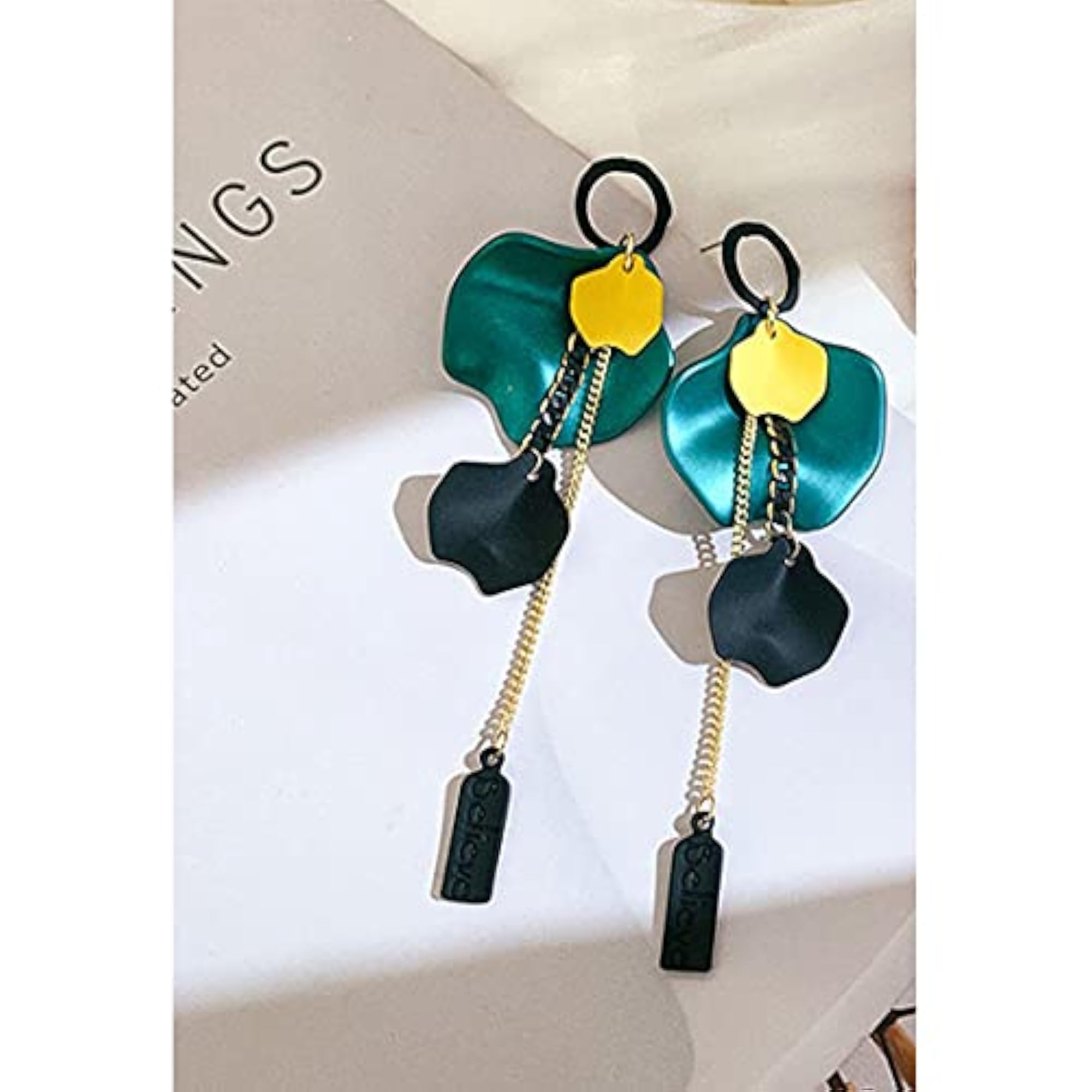 Women's Elegant Flower Petal Design Drop Earrings, Chic Style