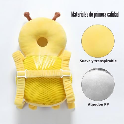 Miniatura 5 de Pandaear Mochila De Protección Para La Cabeza Del Bebé, Protector De Cabeza Para Niños Pequeños, Almohadilla Protectora De Cabeza Ajustable, Cojín De Seguridad Amarillo