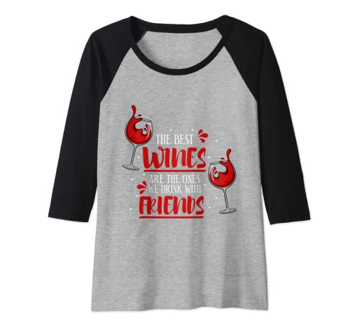 Mujer Cute Love Wine Best Friends Party Beber Group Matching Camiseta Manga Raglan