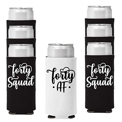 Forty AF Forty Squad 40 Years Slim Can Coolie Holder 40th Birthday Gift Fabulous Party Favors Decorations
