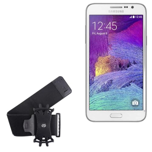 BoxWave Holster Compatible with Samsung Galaxy Grand Max - ActiveStretch Sport Armband, Adjustable Armband for Workout and Running - Jet Black