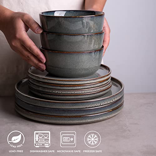 Gbhome Cereal Bowls Set Of 4 For Kitchen, 26Oz Stoneware Soup Bowls Set For Cereal Soup, Modern Kitchen Bowls For Meal, Dishwasher &Microwave Safe, Reactive Glaze-Blue&Green #TOP5