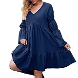 [Diseño detallado] Escote de temperamento: con estilo sexy con cuello en V profundo, líneas de cuello modificado, vestidos de la serie de telas sedosas, faldas de costura de color sólido, volantes siempre pueden hacer que toda la forma del cuerpo con líneas simples, modifique Las líneas del brazo, y visualizan las manos delgadas.