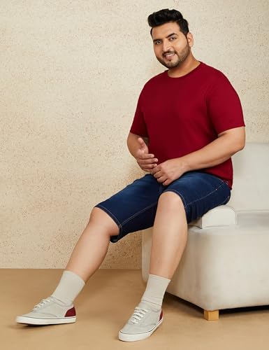 Image of Amazon Brand - Symbol Men's Solid Cotton T Shirt | Round Neck | Half Sleeve | Plain-Regular Fit (Available in Plus Sizes)