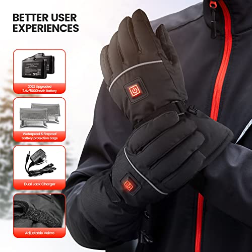 Heated Gloves For Men And Women, 7.4V Rechargeable Electric Heated Gloves / 2500Mah*2 Battery Packs, Heated Gloves With Touch Screen For Outdoor Cycling And Skiing, Winter Waterproof Gloves-L #TOP4