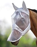 Harrison Howard CareMaster Máscara Anti-Moscas Protección con Orejas y Nariz Plata (M; COB)