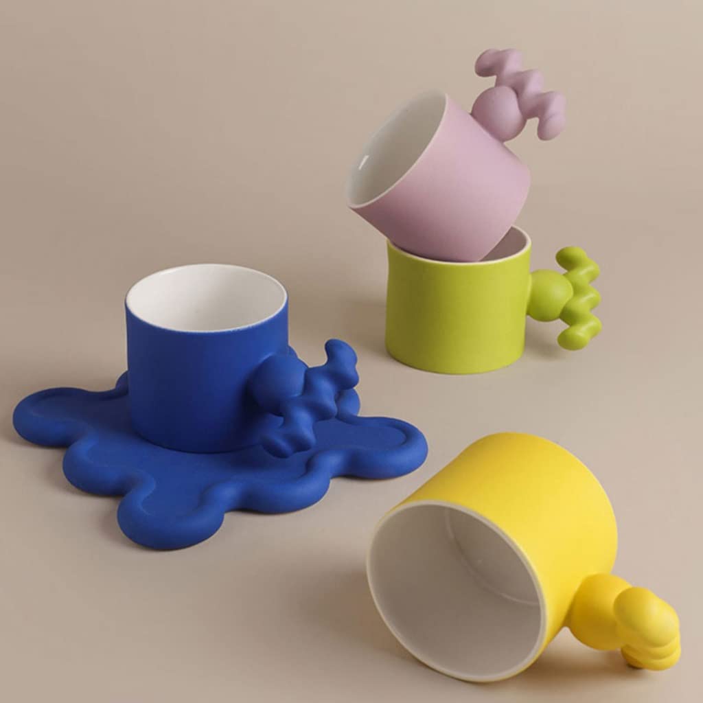 Kubki do kawy kreatywny kubek z osobowością kubek ceramiczny abstrakcyjny para kubek na wodę domowy kubek do kawy mężczyźni i kobiety filiżanka do herbaty do kawy mleka kubek do kawy (kolor: D)
