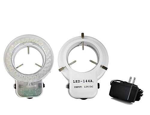 Vision Scientific Vs-5Fz-Ifr07 Simul-Focal Trinocular Zoom Stereo Microscope,10X Wf Eyepiece,0.7X-4.5X Zoom,3.5X—90X Magnification,0.5X & 2X Auxiliary Lens, Double Arm Boom Stand, 144-Led Ring Light #TOP3